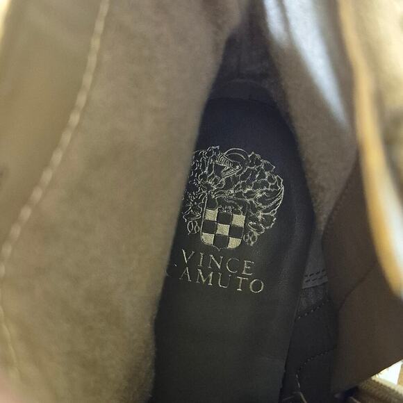 Vince Camuto Suede Ankle Boots Womens 9 1/2 M Pailey Camel Tan Block Heel Zip - Picture 11 of 11